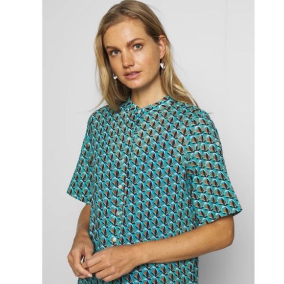 DIANE VON FURSTENBERG x Onia Blue Orange Cotton Maxi Swim Beach Cover Up Large - Picture 2 of 9